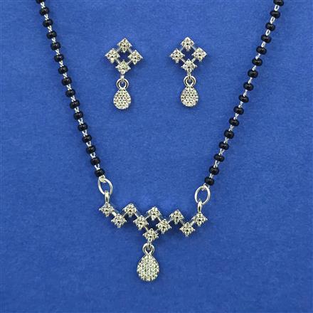 American Diamond Delicate Mangalsutra with Rhodium Plating 2 Tone Plating