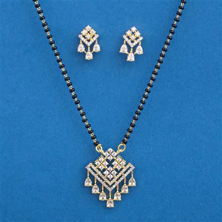 American Diamond Classic Mangalsutra with Rhodium Plating 2 Tone Plating