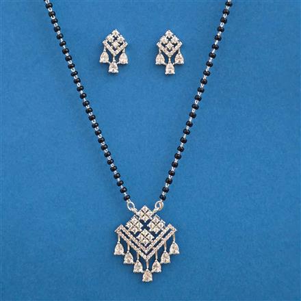 American Diamond Classic Mangalsutra with Rhodium Plating 2 Tone Plating