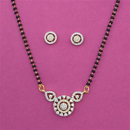 American Diamond Classic Mangalsutra with Rhodium Plating 2 Tone Plating