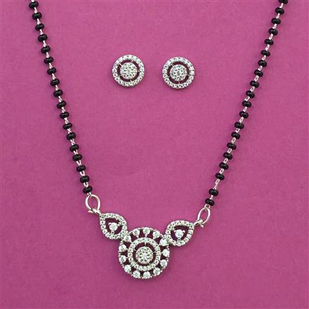 American Diamond Classic Mangalsutra with Rhodium Plating 2 Tone Plating