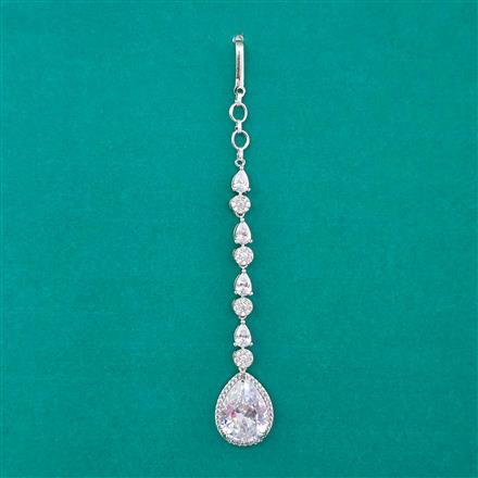 American Diamond Classic Tikka with Rhodium Plating