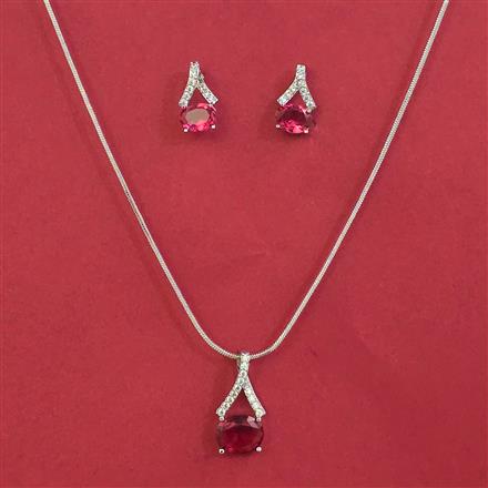 American Diamond Delicate Pendant Set with Rhodium Plating