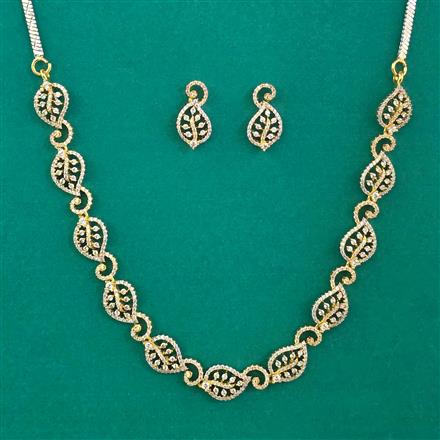 American Diamond Delicate Necklace with Rhodium Plating 2 Tone Plating