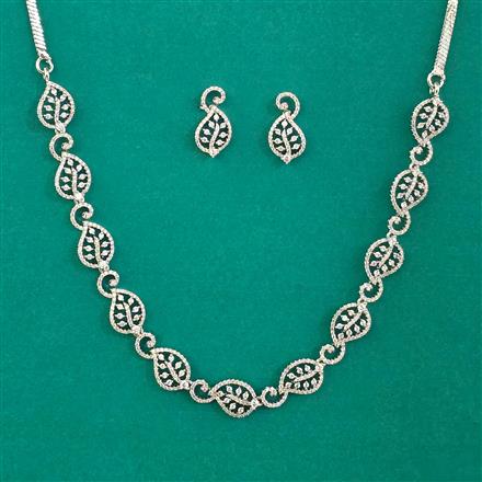 American Diamond Delicate Necklace with Rhodium Plating 2 Tone Plating
