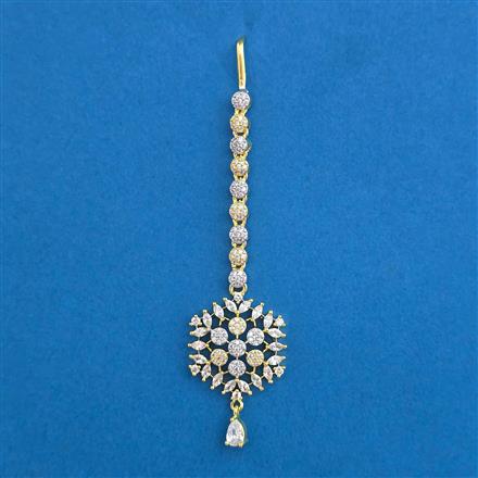 American Diamond Classic Tikka with Rhodium Plating 2 Tone Plating Mehndi Plating
