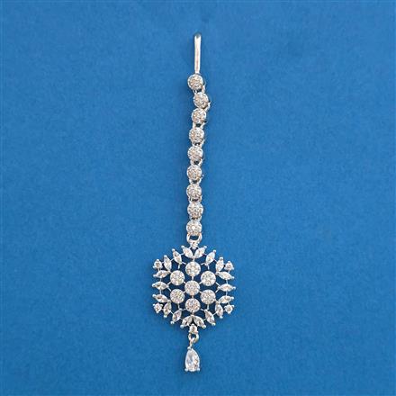 American Diamond Classic Tikka with Rhodium Plating 2 Tone Plating Mehndi Plating