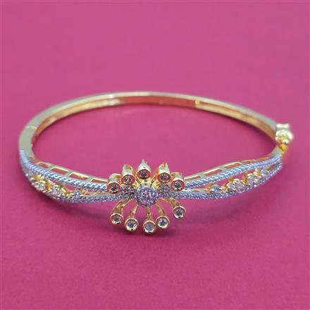 American Diamond Openable kada with Rhodium Plating 2 Tone Plating Mehndi Plating