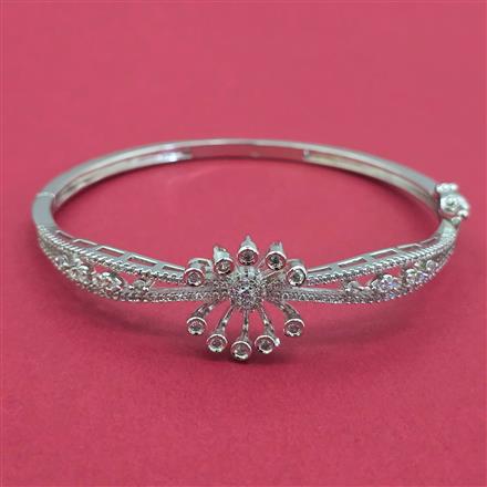 American Diamond Openable kada with Rhodium Plating 2 Tone Plating Mehndi Plating