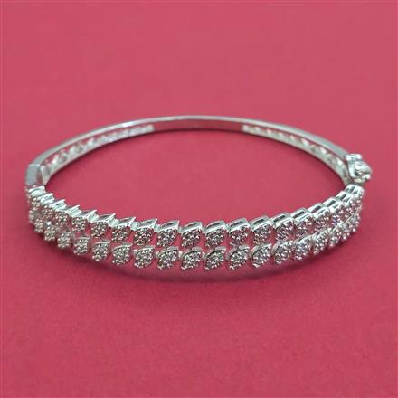 American Diamond Openable kada with Rhodium Plating 2 Tone Plating Mehndi Plating