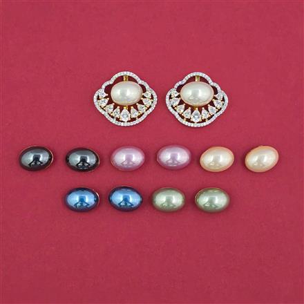 American Diamond Changeable Earring with Rhodium Plating 2 Tone Plating
