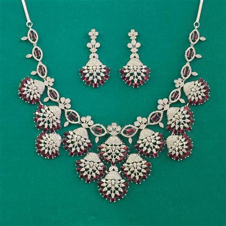 American Diamond Classic Necklace with Rhodium Plating