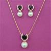American Diamond Pearl Pendant Set with Gold Plating