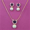 American Diamond Pearl Pendant Set with Gold Plating
