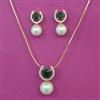 American Diamond Pearl Pendant Set with Gold Plating