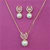 American Diamond Pearl Pendant Set with Gold Plating
