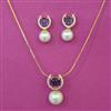 American Diamond Pearl Pendant Set with Gold Plating