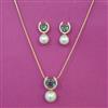 American Diamond Pearl Pendant Set with Gold Plating