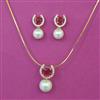 American Diamond Pearl Pendant Set with Gold Plating