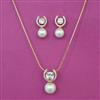 American Diamond Pearl Pendant Set with Gold Plating