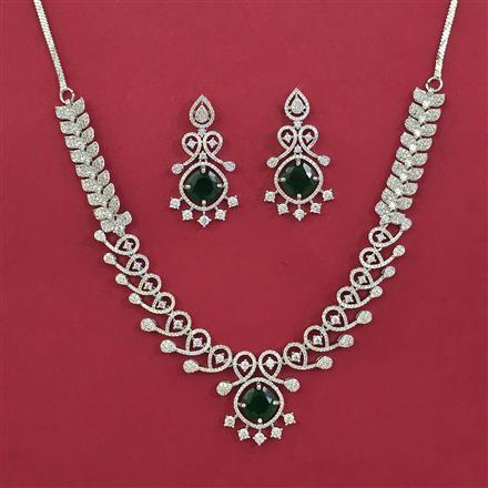 American Diamond Classic Necklace with Rhodium Plating