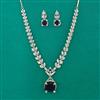 American Diamond Classic Necklace with Rhodium Plating