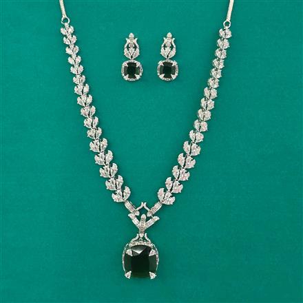 American Diamond Classic Necklace with Rhodium Plating