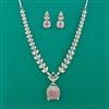 American Diamond Classic Necklace with Rhodium Plating
