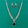American Diamond Classic Necklace with Rhodium Plating