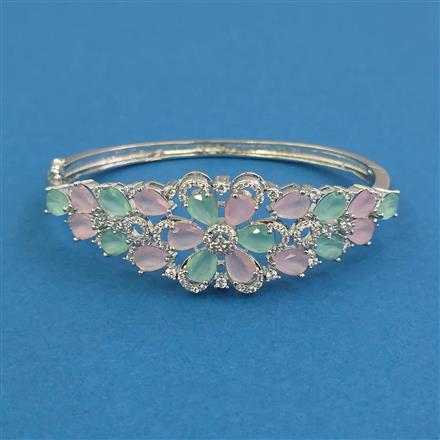 American Diamond Openable kada with Rhodium Plating