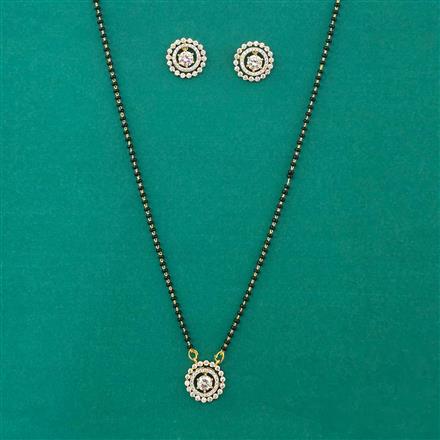 American Diamond Delicate Mangalsutra with Rhodium Plating 2 Tone Plating