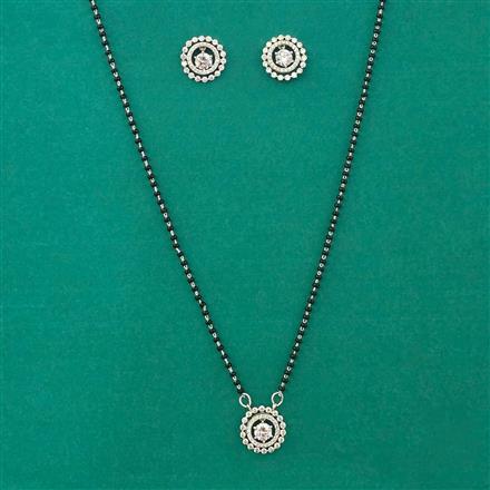 American Diamond Delicate Mangalsutra with Rhodium Plating 2 Tone Plating
