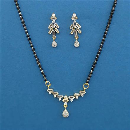 American Diamond Delicate Mangalsutra with Rhodium Plating 2 Tone Plating