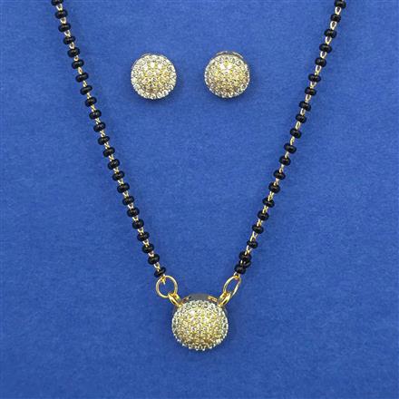 American Diamond Delicate Mangalsutra with Rhodium Plating 2 Tone Plating