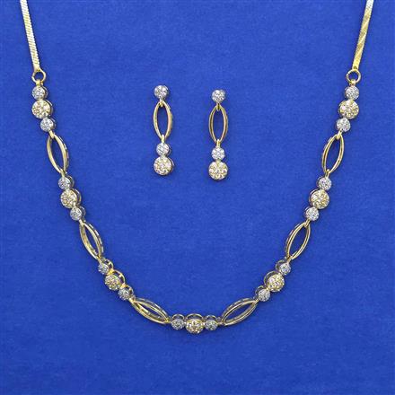 American Diamond Delicate Necklace with Rhodium Plating 2 Tone Plating