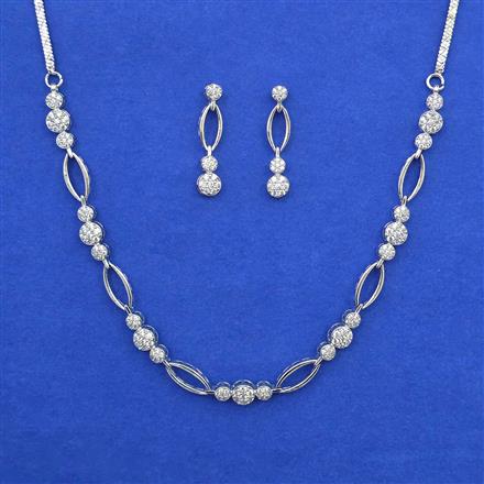 American Diamond Delicate Necklace with Rhodium Plating 2 Tone Plating
