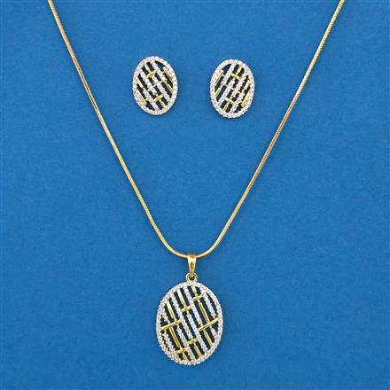American Diamond Classic Pendant Set with 2 Tone Plating