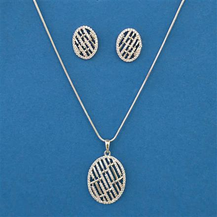 American Diamond Classic Pendant Set with Rhodium Plating