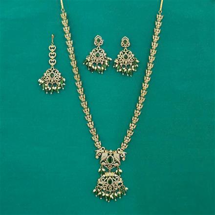 American Diamond Birds Necklace with Mehndi Plating