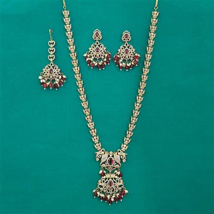 American Diamond Birds Necklace with Mehndi Plating