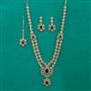 American Diamond Long Necklace with Mehndi Plating