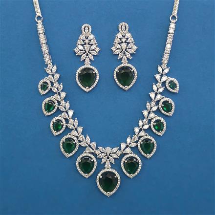 American Diamond Classic Necklace with Rhodium Plating