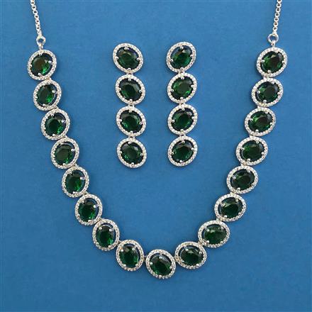 American Diamond Classic Necklace with Rhodium Plating