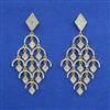 American Diamond Long Earring with Rhodium Plating 2 Tone Plating