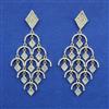 American Diamond Long Earring with Rhodium Plating 2 Tone Plating