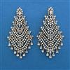American Diamond Long Earring with Rhodium Plating 2 Tone Plating Mehndi Plating