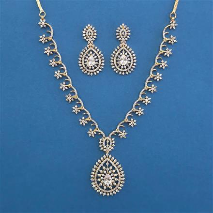 American Diamond Delicate Necklace with 2 Tone Plating