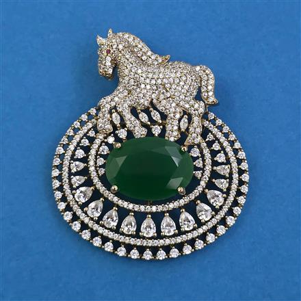 American Diamond Birds Brooch with Mehndi Plating