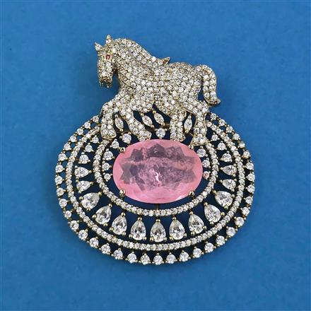 American Diamond Birds Brooch with Mehndi Plating