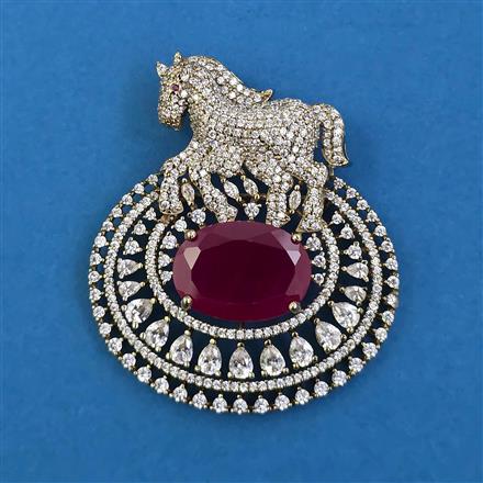 American Diamond Birds Brooch with Mehndi Plating